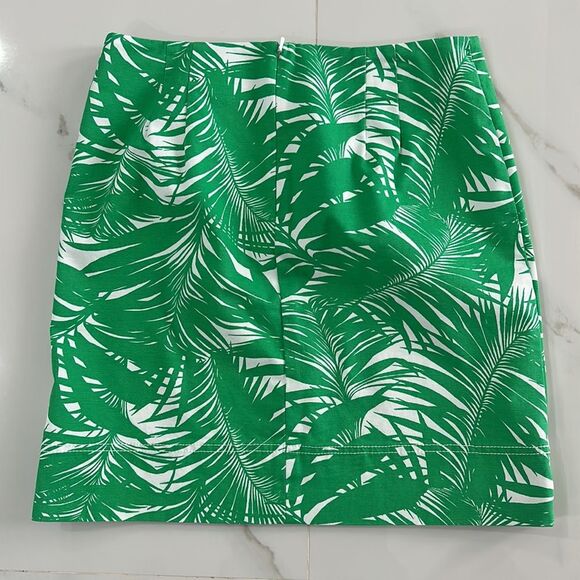 Talbots Women’s Palm Tree Leaf Green/White Tropical Print Skirt Sz 8P - Picture 3 of 8
